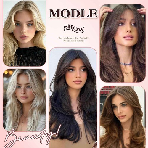 isheeny Hair Toppers For Women Real Human Hair Dark Brown #2 12Inch Human Hair Topper for Women, 2 Clips Secure Hold, Realistic Artificial-Base Scalp For Changing Your Look