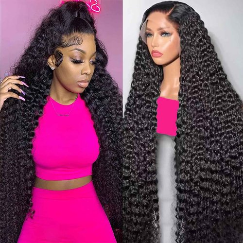 PUNUBO 30 Inch Deep Wave Lace Front Wigs Human Hair 230 Density 13x6 HD Lace Front Wigs for Black Women Deep Curly Wigs Pre Plucked Deep Wave Frontal Wigs with Baby Hair