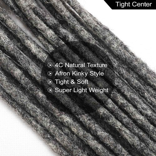Salt and Pepper Loc Extensions Human Hair 0.6cm 8 Inch 60 Strands Nature Grey and Black Dreadlock Extensions Real Human hair for Women/Men/Kids Full Handmade Permanent Butterfly Gray locs