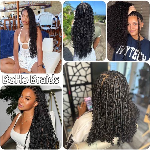 Human Braiding Hair for Boho Braids, 100% Virgin Human Hair No Chemical Processing, Black Bulk Human Hair for Braiding Small Knotless Braids Bohemian Style (Black - Curly, 150g - 20 Inch)