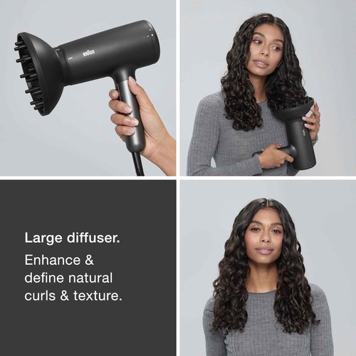 Braun Hair Dryer with Diffuser, Blow Dryer with Super-Ionic Technology Reduces Static and Frizz for Smooth, Shiny, Healthy Looking Hair