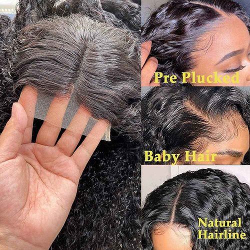 Jasperel Deep Wave Lace Front Wigs Human Hair for Women 4X4 Hd Lace Closure Brazilian Virgin Wig Wet and Wavy Wear and Go Glueless Wigs Pre Plucked Bleached Knots Natural Black 28 Inch