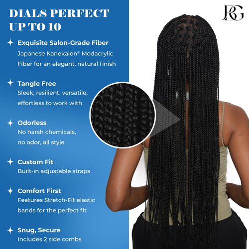 JBG 36 Inch Braided Wigs for Black Women - Knotless Box Braid Wig with Baby Hair, Lightweight Glueless Braided Lace Front Wigs, Full Double Lace Wig, Handmade Synthetic Box Braids, Long Black
