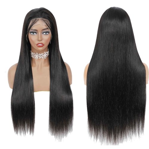 CHEETAHBEAUTY 13x6 Lace Front Wigs Human Hair 18Inch HD Transparent Lace Frontal Wigs 220% Density Brazilian Virgin Straight Human Hair Wigs for Women Pre Plucked with Baby Hair Natural Color