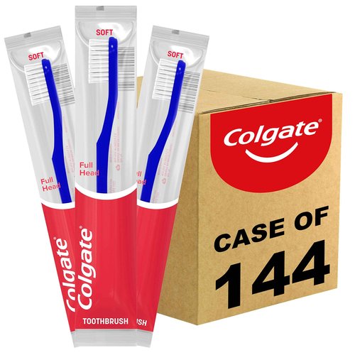 Colgate Soft Toothbrushes, Bulk Toothbrushes, Individually Wrapped Toothbrushes for Adults, Case of 144