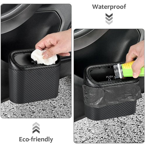 Accmor Car Trash Can with Lid, 2 Pack Mini Vehicle Trash Bin, Small Car Dustbin Garbage Organizer Holder with 2 Roll Trash Bag, Portable Hanging Leakproof Auto Storage Bag Container