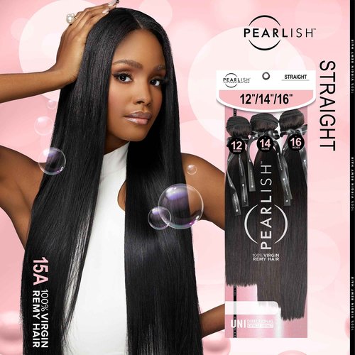 Sensationnel Pearlish multi bundle - straight deep pearl conditioned 15a soft remy beauty supply sew in or glue on human hair layered lengths (12 14 16 inch, NATURAL/BLACK)
