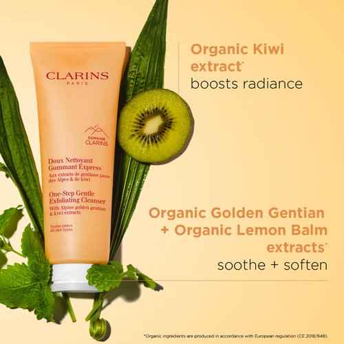 Clarins One-Step Gentle Exfoliating Cleanser | 3-In-1 Cleanser, Makeup Remover and Exfoliator | Boosts Radiance | Plant-Based Exfoliating Beads | All Skin Types | 4.3 Ounces