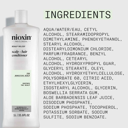 Nioxin Scalp Relief Hair Conditioner | For Sensitive Scalp | Made with Aloe Vera and Vitamin E | 33.8 Fl oz.