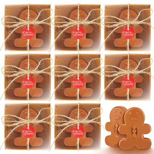 Maxcheck 50 Sets Christmas Bar Soap Gift Set Christmas Handmade Soaps Tree Socks Gingerbread Snowflakes Body Soaps with Exquisite Box Christmas Stocking Stuffers Gifts for Guests (Gingerbread)