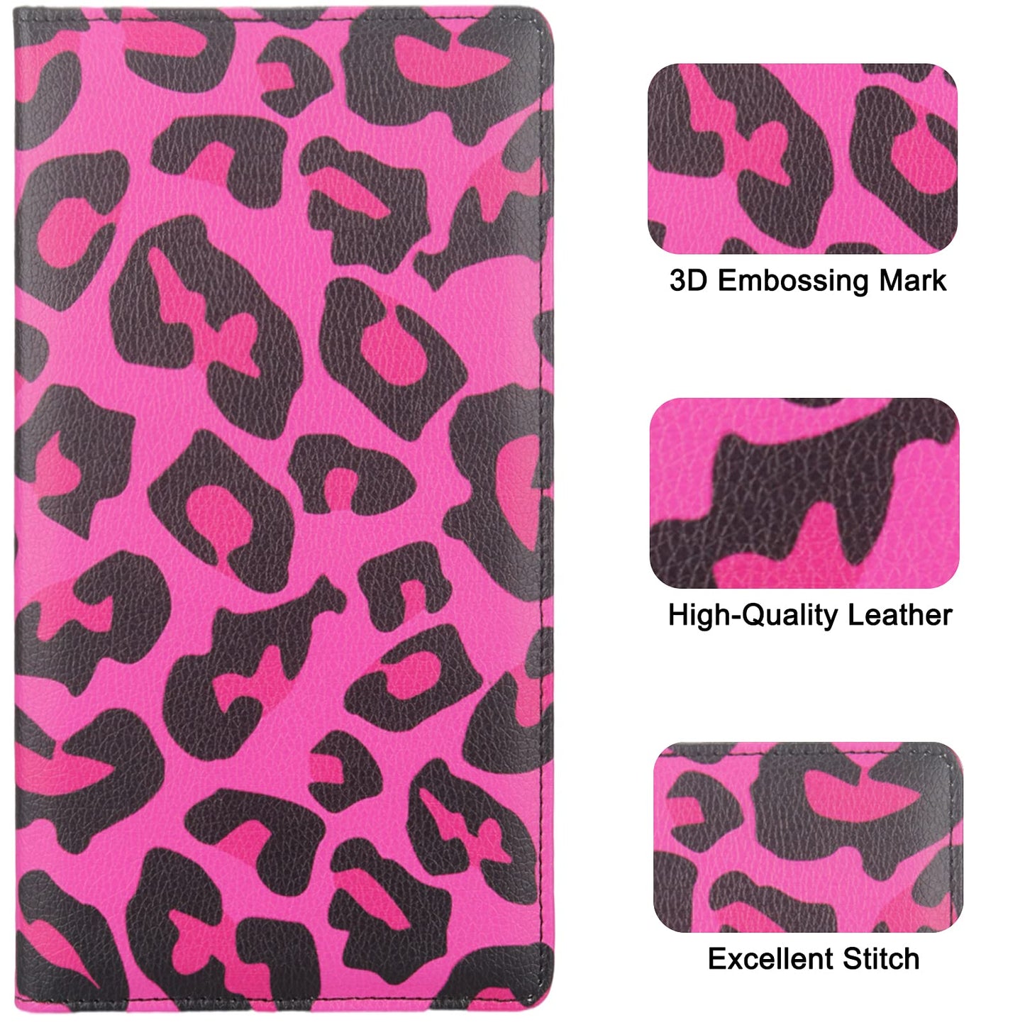 LumiMokki Premium Car Registration & Insurance Card Holder with Magnetic Shut, Vehicle Glove Box Car Organizer - For Documents, Cards, License (Leopard B)