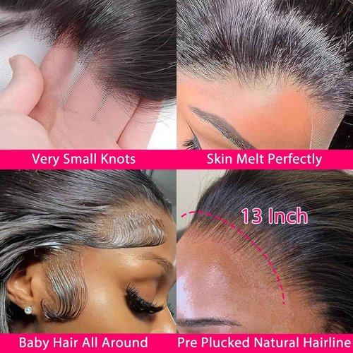 GMNSTAR 28 Inch 13x6 Lace Front Wigs Human Hair Body Wave HD Lace Frontal Wigs for Black Women 180 Density Glueless Wigs Human Hair Pre Plucked with Baby Hair