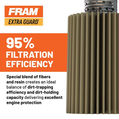 FRAM Extra Guard PH6607, 10K Mile Change Interval Spin-On Oil Filter, black