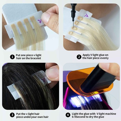 V-Light Hair Extension Machine Lamp – UV Curing Equipment for V-Light Tape Hair Extensions & Hair Bundles – Fast, Reusable, Long-Lasting, and Easy to Use