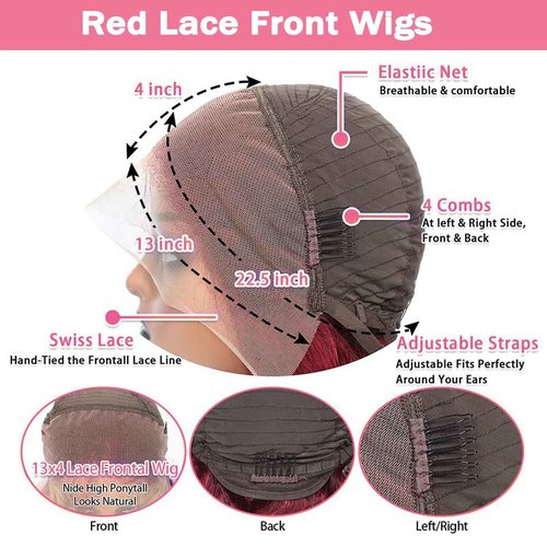 METDIO 99J Burgundy wig human hair 13x4 body wave lace front wigs human hair 180 Density Pre Plucked Glueless Wine red colored lace front wig for Women 30inch