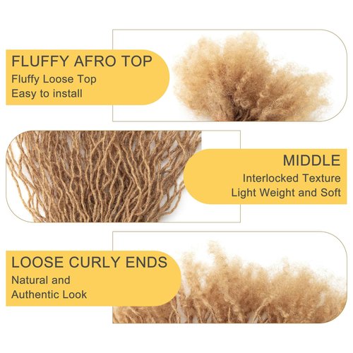 EV&ET Micro Dreadlock Extensions Human Hair,0.2cm Width Afro Kinky Micro Locs Extensions,Can Be Bleached Curled Twisted (#27 40pieces, 12inch 0.2cm)