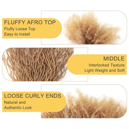 EV&ET Handmade Interlocking Sisterlocks Curly Tips 100% Real Human Hair Permanent Micro Locs Extensions Natural Looking Soft Dreadlocks Can Be Bleached and Dyed (#27 40pieces, 10inch 0.2cm)