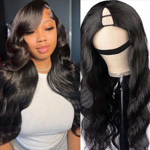 MOOTAFUL V Part Human Hair Wig Body Wave V Part Wig Human Hair for Black Women 18 Inch Glueless Wigs Clip Upgrade Natural Beginner Friendly Middle Part 200% Density