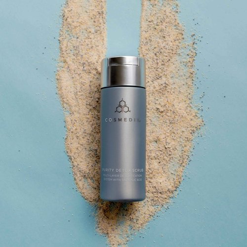 COSMEDIX Purity Detox Face Scrub - Gentle, Multi-Layer Facial Detox Treatment Exfoliates & Cleanses Skin of Dirt, Oil, Impurities & Clogged Pores - AM & PM Dry Powder Scrub with Salicylic Acid
