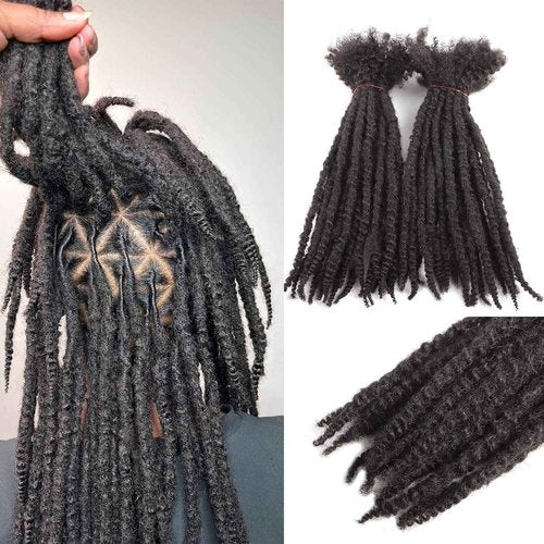 Orientdreads Textured Loc Extensions Human Hair, 100% Real Human Hair Dreadlock Extensions Handmade Permanent loc Extensions (#Natural Black - 0.8cm, 12 Inch 40 Strands)