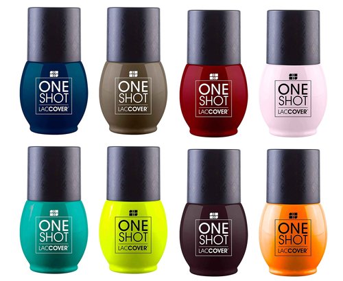 LACCOVER ONE SHOT - NAIL POLISH GEL SET HANDMADE COLLECTION, 8 COLORS, 1/2 Fl Oz each one, by NAIL FACTORY