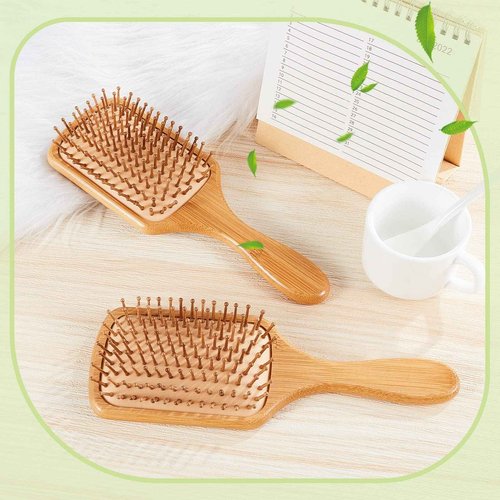 Tessco for you 24 Pcs Bamboo Hair Brushes for Women Bulk Wooden Paddle Brush Scalp Massage Bamboo Bristles Anti Static Men Engraving DIY Gift for Wedding Teacher(Wood Color)