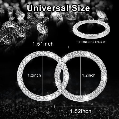 LivTee 2 PCS Crystal Combinatorial Rhinestone Engine Start Decoration Ring, Push to Start Button Cover, White