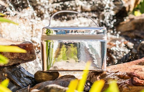 Stay Golden Metallic Silver Insulated Waterproof Makeup Bag for Women Heat-Resistant Travel Cosmetic & Toiletry Bag | Luxurious Vegan Leather Portable Makeup Organizer - Large