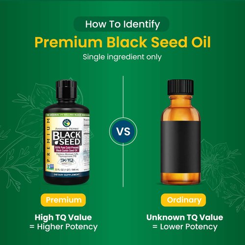 Amazing Herbs Premium Black Seed Oil - Cold Pressed Nigella Sativa Aids in Digestive Health, Immune Support, Brain Function, Joint Mobility, Gluten Free, Non GMO - 32 Fl Oz