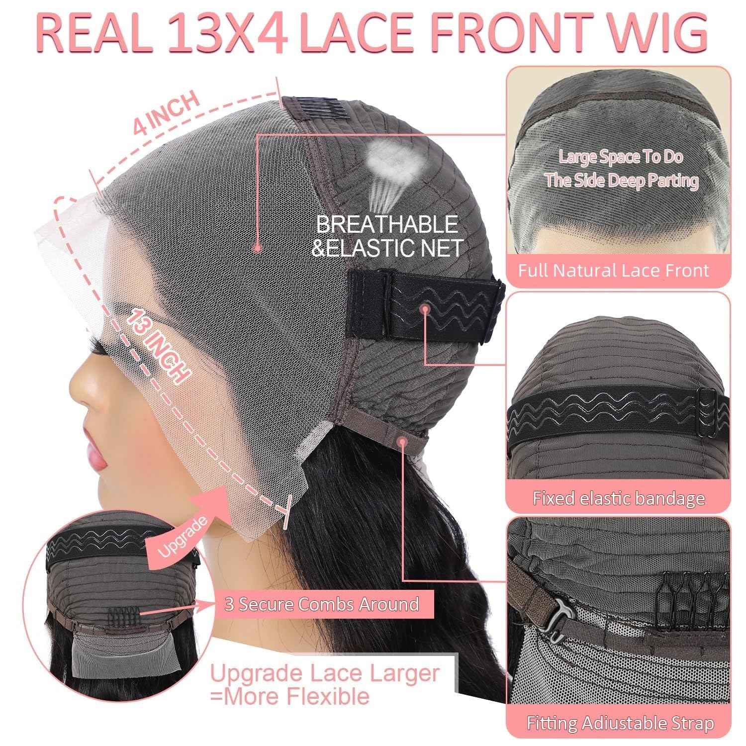 250% Density 13X4 HD Lace Front Wigs Human Hair Straight Lace Front Wigs Human Hair pre plucked Glueless Frontal Wigs for Women Natural Black (250 Density Straight Wig 18inch)