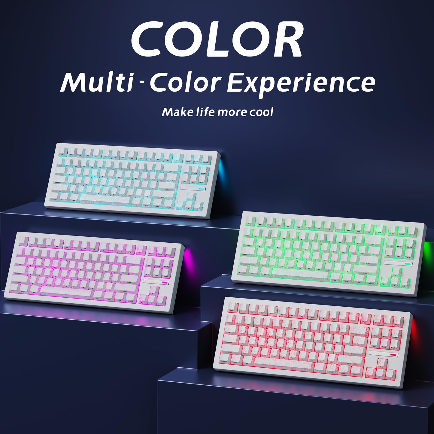 ZORNHER ZH870 Wireless Mechanical Gaming Keyboard,80% White Custom Creamy Sound Keyboard with White Spider Web IMD PC Keycaps,Pre-lubed Linear Switches,Hot-Swappable,RGB Backlit
