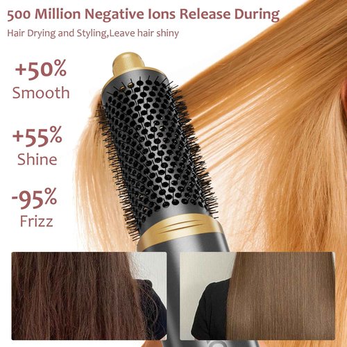 Hair Dryer Brush Hair Styler: 5 in 1 Air Styling & Drying System, 110,000 RPM Auto Air Wrap Hot Air Brush Set for Fast Drying, Curling Volumizing Smoothing&Styling, Detachable Oval Brush, Concentrator