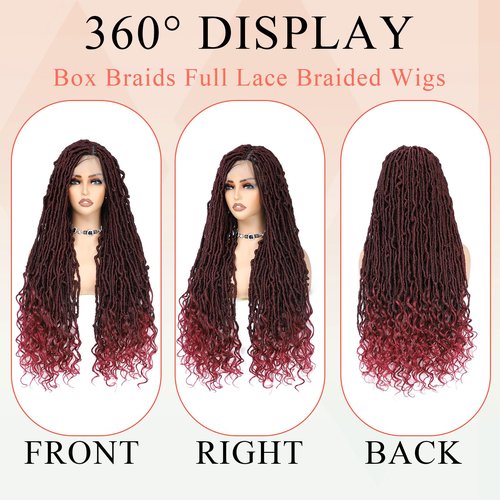 ROSEBONY 36" Full Lace Goddess Faux Locs Wig for Black Women Premium Hand-Braided Japanese Synthetic Fiber Wigs with Baby Hair Glueless Design Goddess Inspired Style Wigs with Curly Ends