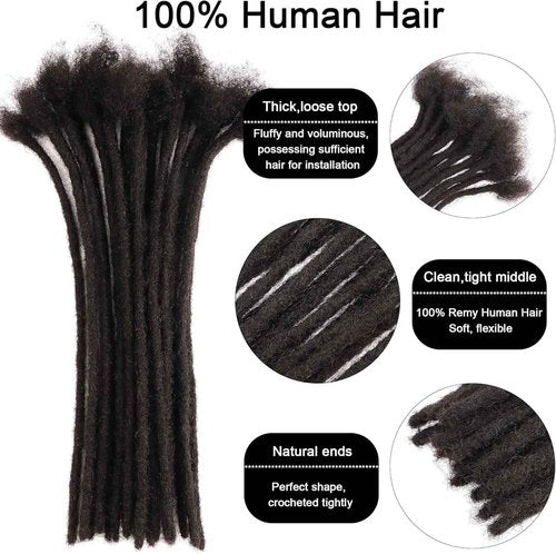 Orientdreads 100% Loc Extensions Human Hair, 8Inch 0.4cm 60 Strands Handmade Dreadlock Extensions for Men Women Kids (#Natural Black)