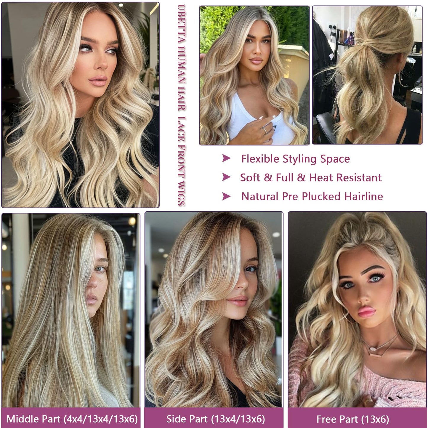 13x6 Lace Front Wigs Human Hair Brown Roots to Golden Blonde Balayage Blonde Highlights Wig Human Hair 18 Inch Glueless Lace Front Wigs Human Hair Pre Plucked Straight Colored Wigs for White Women