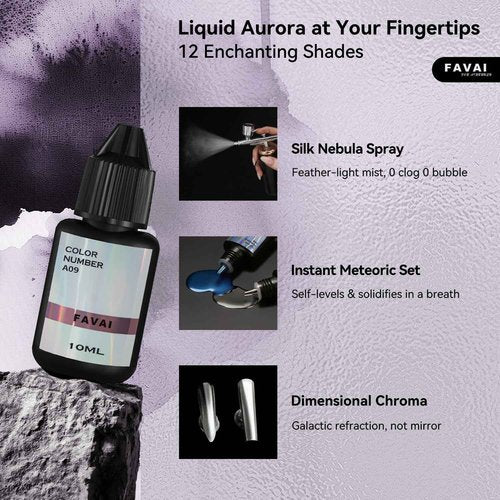 FAVAI Airbrush Gel Nail Polish,12 Chrome Color, Polish Air Gel Set, Metallic Shades, Iridescent, No Dilution,Acetone-Free,French Manicure,Ombre Nail Art