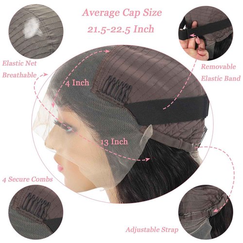 CUMASE Straight Lace Front Wigs Human Hair Pre Plucked 13x4 Lace Wig Natural Color 30 Inch