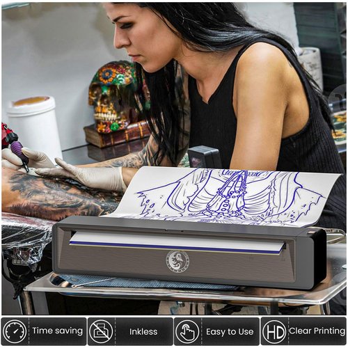 Wormhole Tattoo Stencil Printer with 25 Sheets Tattoo Transfer Paper Wireless Bluetooth 2,500mAh Battery Portable Tattoo Printer Compatible with Phone & PC for Artists and Beginners