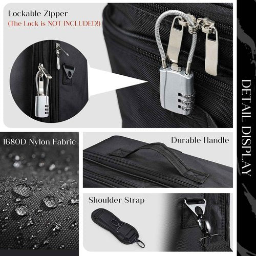 Adazzo Large Makeup Bag, 3 Layers 17” Makeup Case Organizer with Mirror Professional Cosmetic Storage Backpack Box Travel Artist Carrying Vanity Bags with Brush Slot/Shoulder Strap/Attach to Suitcase