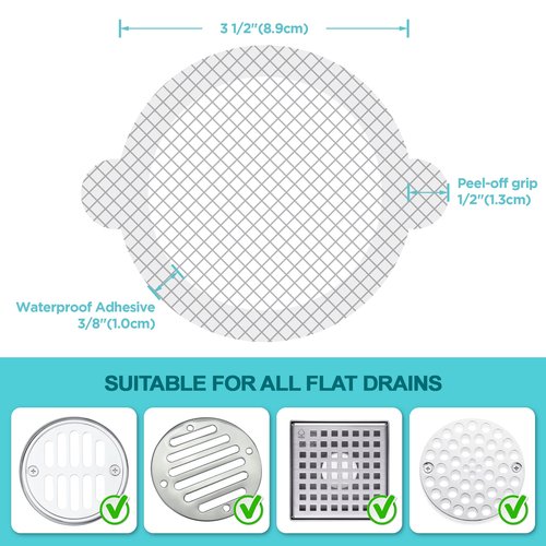Aire Allure, 50 Pack, Disposable Shower Drain Hair Catcher Mesh Stickers…