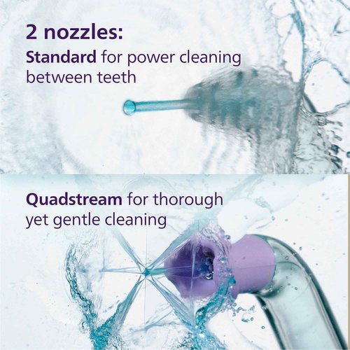 Philips Sonicare Cordless Power Flosser 3000 - Water Flosser with Innovative Quad Stream Technology, Oral Irrigator with 2 Flossing Modes and 3 Pressure Levels, IPX7 Waterproof, Black, HX3826/23