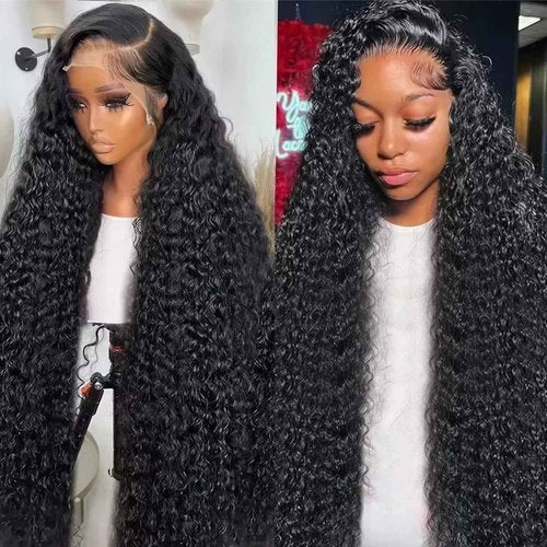 BELE 18 Inch 13x6 Deep Wave Lace Front Wigs Human Hair 200% Density Deep Curly Lace Front Wigs Human Hair Brazilian Vrigin Hair Curly HD Transparent Lace Frontal Wig Pre Plucked with Baby Hair