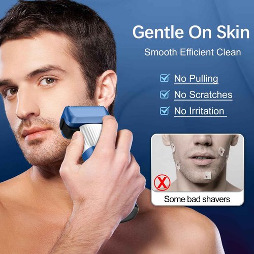 Electric Razor for Men, 2-Speed 5-Blade Electric Shavers for Men Face Cordless Rechargeable, Mens Foil Shaver Shaving Machine Wet Dry Men's Travel Razors for Man Close Shaving Face as Gift, Blue