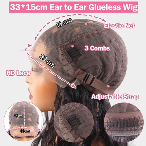 ManeMajesty 13x6 Lace Front Wigs Human Hair Balayage Highlight Ombre Body Wave Lace Front Wigs Human Hair Pre Plucked 180% Density HD Lace Glueless Wigs for Black Women 22 Inch FS1B/30