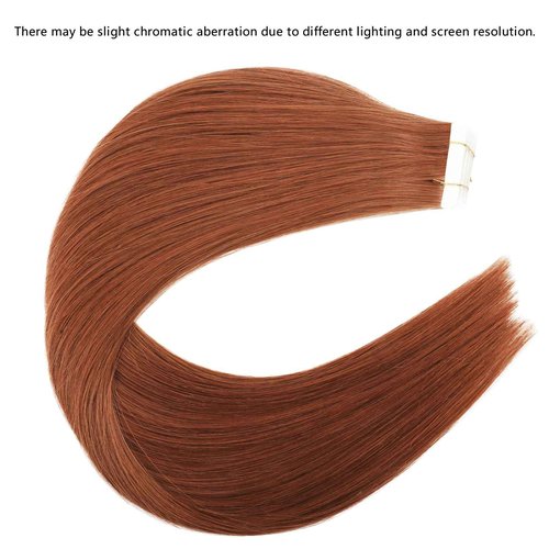 ABH AMAZINGBEAUTY HAIR Invisi Edge Tape in Hair Extensions Real Human Hair, Seamless Injected Hand-Tied Virgin Human Hair Pro Quality Tape ins 20PCS 50G/Pack, Auburn Color #30 18 Inch