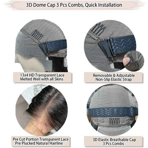 Hechirun Glueless Wigs Human Hair Pre Plucked 200% Density Wear and Go Glueless Wigs Human Hair Pre Cut 13x4 Straight Lace Front Wigs Human Hair HD Lace Frontal Wigs Human Hair for Women 18 Inch