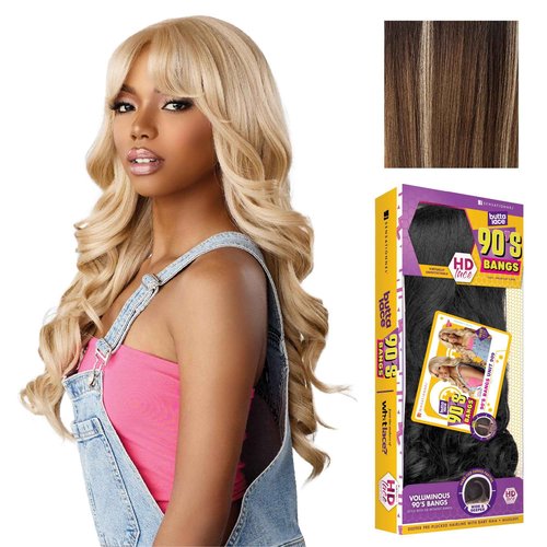 Sensationnel Butta Lace 90Sbangs Wigs - Unit 909 Glueless Wide Deep Part Synthetic Preplucked Hairline (BALAYAGEMOCHA)