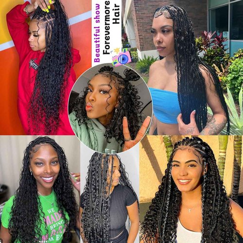 Forevermore Water Wave Bulk Human Hair No Weft boho Knotless Braids Human Hair 24 Inch Remy Human Hair For Braiding 2 Bundles Braids Per Pack 100g Micro Braiding Human Hair Wet and Wave Natural Color