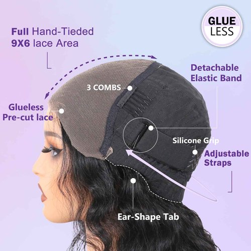 ManeMajesty 9x6 HD Lace Front Wig - 14 Inch Deep Wave 180% Density Glueless Wig for Black Women - Pre-Plucked Baby Hair & Pre-Cut Lace, Brazilian Virgin Human Hair, Natural Black 1B