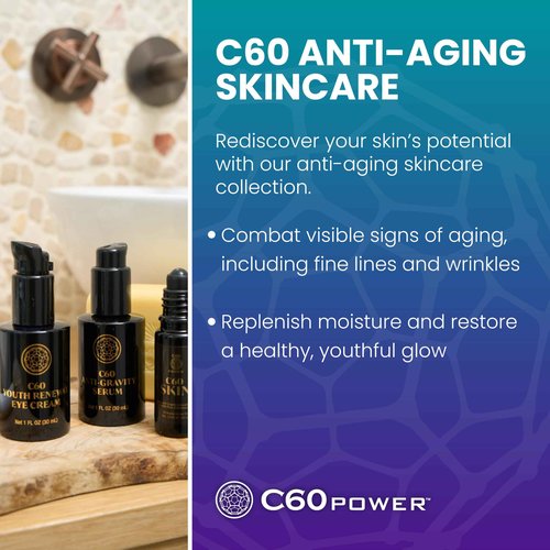 C60 Power Anti-Gravity Serum for Face & Neck - Combat Wrinkles, Anti Aging Skin Care for Men & Women, Antioxidant Rich, Made with 99.99% Pure Sublimated C60 & Other High-Quality Ingredients - 1 fl oz